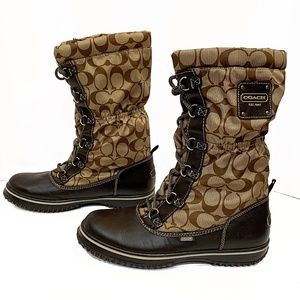 Coach Brown Signature “C” Shaine Boots, Sz 8.5